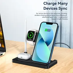 Зарядний пристрій Essager 4-in-1 wireless charger 15W foldable desktop black (EWXZM-JC01-Z) - мініатюра 5