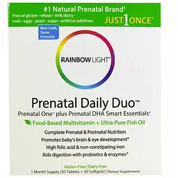 Вітаміни + Риб'ячий жир для вагітних Rainbow Light Prenatal One plus Prenatal DHA Smart Essentials 30 капсул + 30 таблеток - мініатюра 2