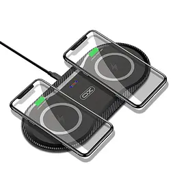 Бездротовий зарядний пристрій XO WX025 20 вт для 2 пристроїв wireless fast charger чорний - мініатюра 4