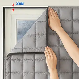 Термоізоляційні штори на магнітах P 100 x 195 см Сірий - мініатюра 9