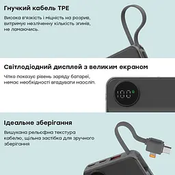 Повербанк 10000mAh Choetech B695 Black QC3.0 PD3.0 бездротова зарядка смартфонів та Apple Watch (43-00131) - мініатюра 7