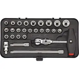 Набір головок торцевих Wurth 1/4" з тріскачкою 3 в 1 в кейс 27 шт. Zebra (096501427)