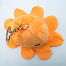 М'яка іграшка брелок Восьминіг веселий сумний Mood Octopus 10 см UKC двосторонній оранжево/жовтий - мініатюра 3