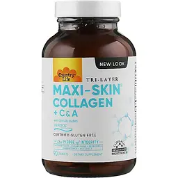 Натуральна добавка Country Life Maxi-Skin Collagen+ C&A 90 таблеток - мініатюра 2