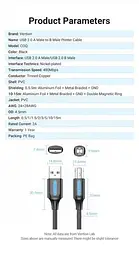 Кабель Vention USB type А 2.0 — USB type B для принтерів, БФП 2.0 480 Мбіт/с 2 A 3 м Black (COQBI) - мініатюра 9
