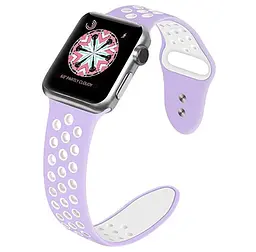 Спортивний ремінець з перфорацією Primo для Apple Watch 38 мм, 40 мм, 41 мм Purple White - мініатюра 2