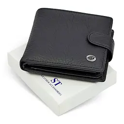 Чоловіче портмоне з натуральної шкіри ST Leather ST153 чорне 10,5 см - мініатюра 3