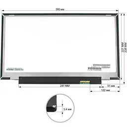 Матриця 14.0" LP140QH1-SPA2 (2560*1440 40pin(eDP) LED SLIM (без планок та вушок) матова роз'єм праворуч внизу) для ноутбука - мініатюра 2