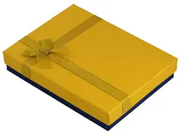 Коробка подарункова XUPING жовто-блакитна з бантом Універсальна 12х16см, h= 3см (203221)