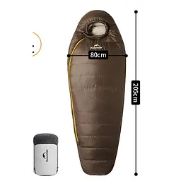 Спальник з натуральним пухом Naturehike Snowbird CNK2550WS014, p-р L, темно-коричневий 400 г - мініатюра 8