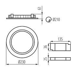 Світильник типу downlight (спрямованого світла) Kanlux TIBERI LED SMD 36W-O (25511) - мініатюра 3