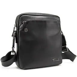 Чоловіча чорна шкіряна сумка через плече Tiding Bag SM8-9686-4A - мініатюра 3