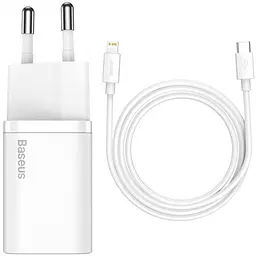 МЗП Super Si Quick Charger PD20W (1USB-C) + кабель Type-C to Lightning (TZCCSUP-B) Білий Baseus teh0029617 - мініатюра 1