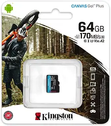 Карта пам'яті Kingston microSDXC Canvas Go! Plus 64Gb Class 10 UHS-1 U3 [SDCG3/64GBSP] [61061] - мініатюра 6