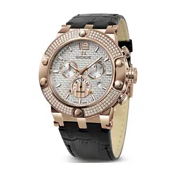 Наручний годинник Seculus 4490.2.503 white, pvd-r stones, black leather