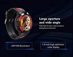 Смарт-годинник дитячі LEMFO LT32 GPS 4G з камерою WI-FI GPS SIM-карта силіконовий ремінець Black Red (17453) - мініатюра 4