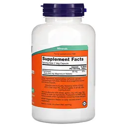 NOW Магній Малат, Magnesium Malate - 180 капсул - мініатюра 2