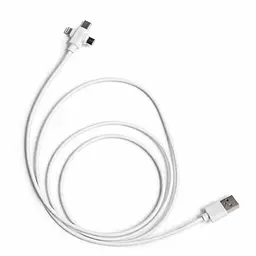 Кабель для заряджання телефона 3 в 1, Type-C, Lightning, microUSB, Білий, 140 см, універсальний кабель для заряджання