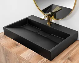 Умивальник Rea Goya 37x70 black mat (REA-U8802), Матова - мініатюра 3