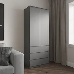 Шафа для одягу Vays R-16, 3 шухляди, полиці, без ручок, ЛДСП, 80×50×211 см – для спальні, вітальні, передпокою - мініатюра 3