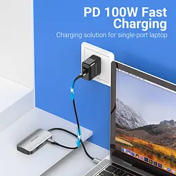 Хаб USB 3.1 Type-C -> 3хUSB 3.0/SD/TF/PD 100W 6-in-1 Vention - мініатюра 3