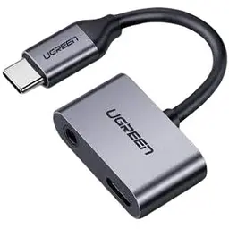 Конвертер адаптер Ugreen 50596 CM193 2 Ports Usb-C Hub + 3.5 mm