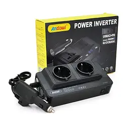 Інвертор перетворювач постійного струму Q-CC8200 300 Вт 12/220V 2 розетки 2 USB TypeC - мініатюра 4