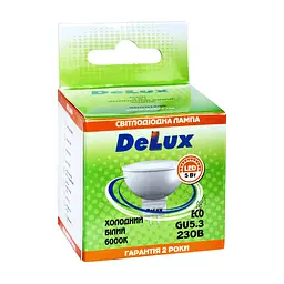 Лампочка Delux JCDR 5Вт 6000K 220В GU5.3 (90001294) - мініатюра 2