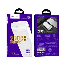 УМБ Hoco New Joy J52A 20000 mAh виходи 2 USB зовнішня батарея біла - мініатюра 4