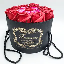 Подарунковий набір Троянди з мила Forever Квіткова композиція в капелюшній коробці 19х19 см - мініатюра 2