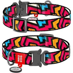 Нашийник для собак Waudog Nylon Графіті, з QR паспортом, металева пряжка-фастекс, 23-35х2 см - мініатюра 3