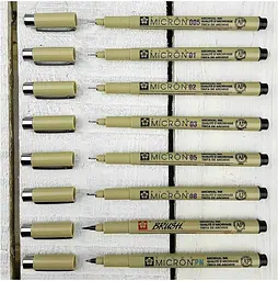 Набір лінерів Pigma Micron 6 шт + 1 лінер-пензель Pigma Brush + Pigma Micron PN в подарунок Sakura - мініатюра 2
