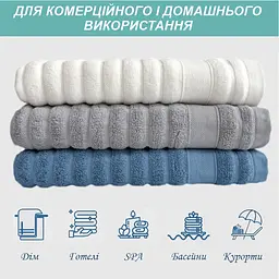 Рушник банний Lovely Svi – 100% бавовна - м’який, швидковисихаючий, жакардовий з ребрами та високою абсорбцією - 70 х 140 см Сірий - мініатюра 3