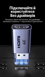 Відеоперехідник UGREEN DP130 DisplayPort - HDMI 4K 30 Гц темно-сірий (55928) - мініатюра 3