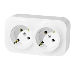 Розетка HOROZ ELECTRIC Eva, подвійна накладна, з заземленням, біла