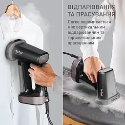Tefal Відпарювач компактний Pure Force 3в1, 1800Вт, 180мл, постійна пара - 35гр, керам. підошва, чорно-рожевий - мініатюра 6