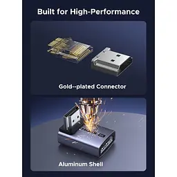 Перехідник HDMI M to HDMI F 8K60Hz 48Gbps 90° corner black Ugreen (85632) - мініатюра 8