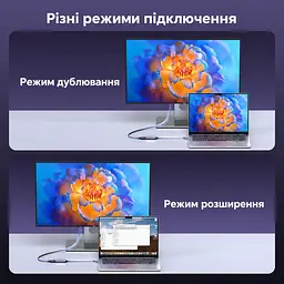Відеоадаптер UGREEN CM654 USB-C - DisplayPort 8K 60 Гц 0,1 м космічний сірий (15575) - мініатюра 7