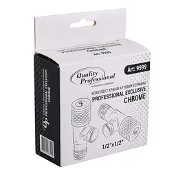Набір кранів кутових Q Professional Exlusive кераміка 1/2″X1/2″ 9999 Chrome(1уп.) - мініатюра 2