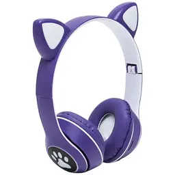 Дитячі навушники Cat MZ-023 Bluetooth RGB підсвічування FM microSD з котячими вушками темно-синій - мініатюра 3