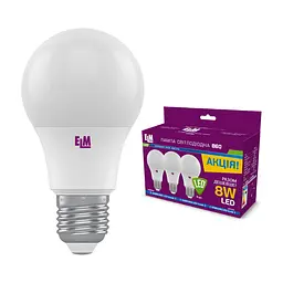 Лампочка ELM B60 8W PA10S E27 4000K 3шт. (18-0187)