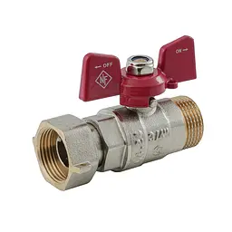 Кран кульовий Nolf Classic NFC.821-08-3/4" FM ГШМ з накидною гайкою, ручка "метелик" червона NF3154 - мініатюра 2