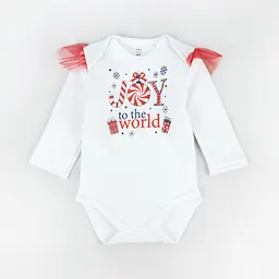 Теплий новорічний комплект для дівчинки Joy To The World зріст 80 см (9 - 12 місяців) Malena Білий з принтом - мініатюра 2