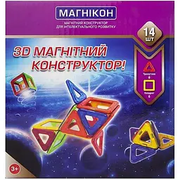 3D магнітний конструктор Магнікон, 14 елементів (МК-14).