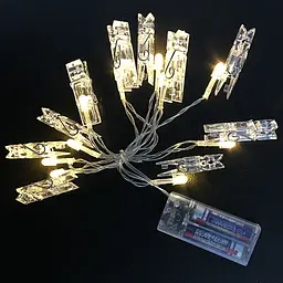 Світлодіодна гірлянда One Led прищіпки для фото 10 led батарейка 2 шт оптом - мініатюра 3