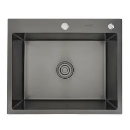Кухонна мийка Gappo GS6050-6 накладна 600x500 мм, нержавіюча сталь, поверхня PVD, Чорний