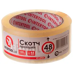 Скотч односторонній Intertool 48 мм х 100 м х 52 мкм прозорий (в упаковці 6 шт.)