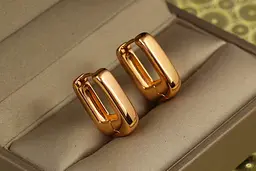 Сережки Xuping Jewelry товстий овал 1,8 см золотисті - мініатюра 2