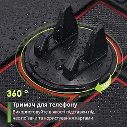 Протиковзкий килимок в машину на торпеду з тримачем телефону універсальний антиковзний з авто візитницею UKC чорно-червоний - мініатюра 4