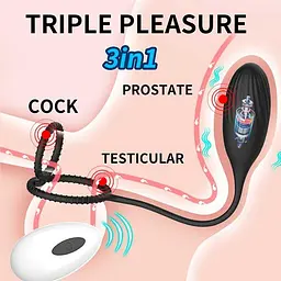 Вібратор Kinky 3 в 1: ерекційне кільце з масажером простати, вібратор для пар, віброяйце - мініатюра 6